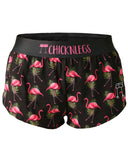 Women's Flamingos 1.5" Split Shorts (Black with Pink)