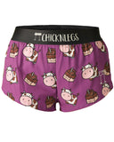Women's Choccy Cows 1.5" Split Shorts (Purple) XXS XS S M L XL