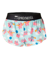 Women's Flying Pigs 1.5" Split Shorts (XXS XS S M L XL)