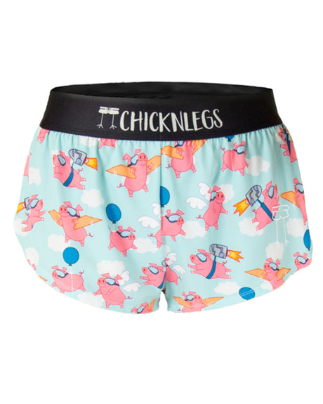 Women's Flying Pigs 1.5" Split Shorts (XXS XS S M L XL)