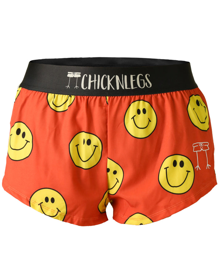 Women's Smiley 1.5" Split Shorts (Orange)