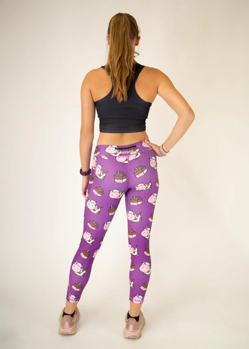 Women's Choccy Cows Leggings (Purple) XS S M L XL