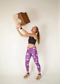 Women's Choccy Cows Leggings (Purple) XS S M L XL