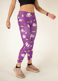 Women's Choccy Cows Leggings (Purple) XS S M L XL