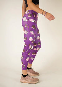 Women's Choccy Cows Leggings (Purple) XS S M L XL