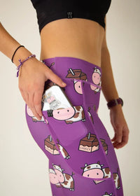 Women's Choccy Cows Leggings (Purple) XS S M L XL