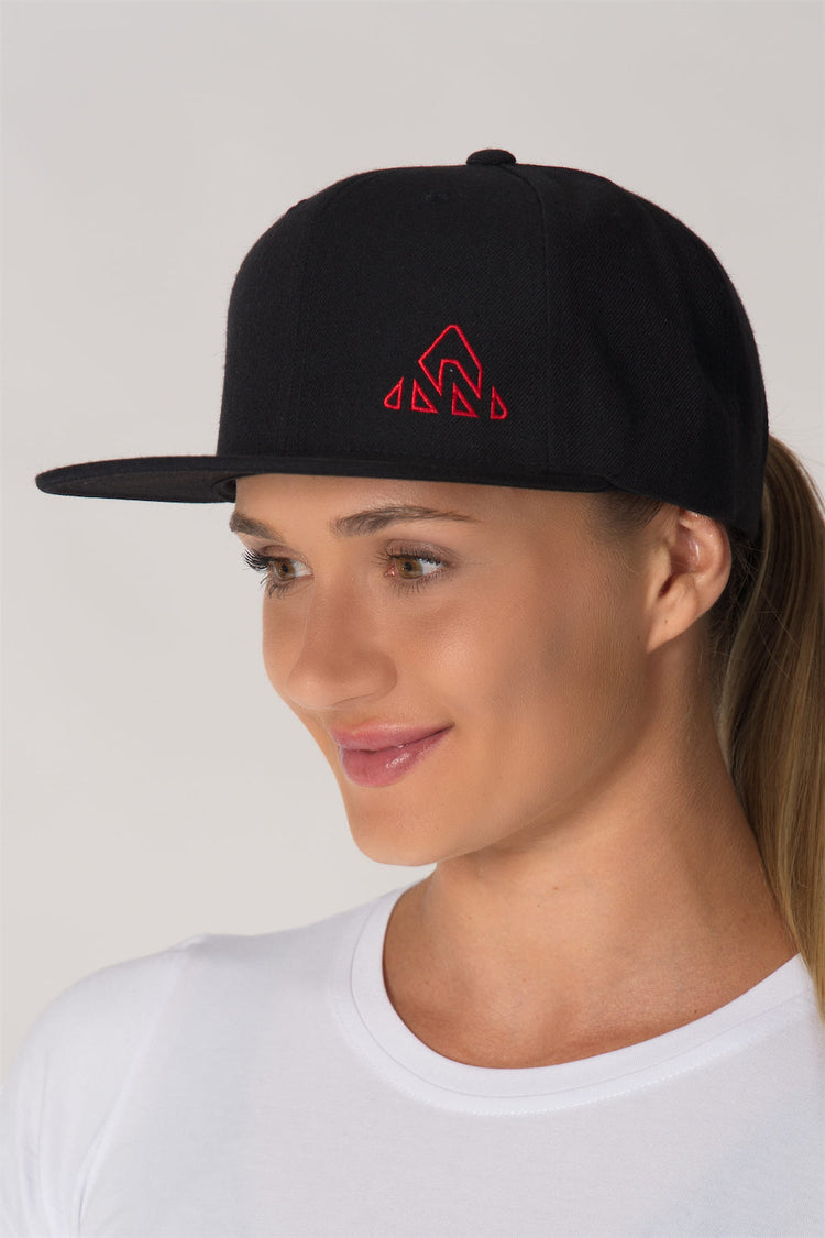 Classic Cap Black/Red Mountain Logo - Unisex