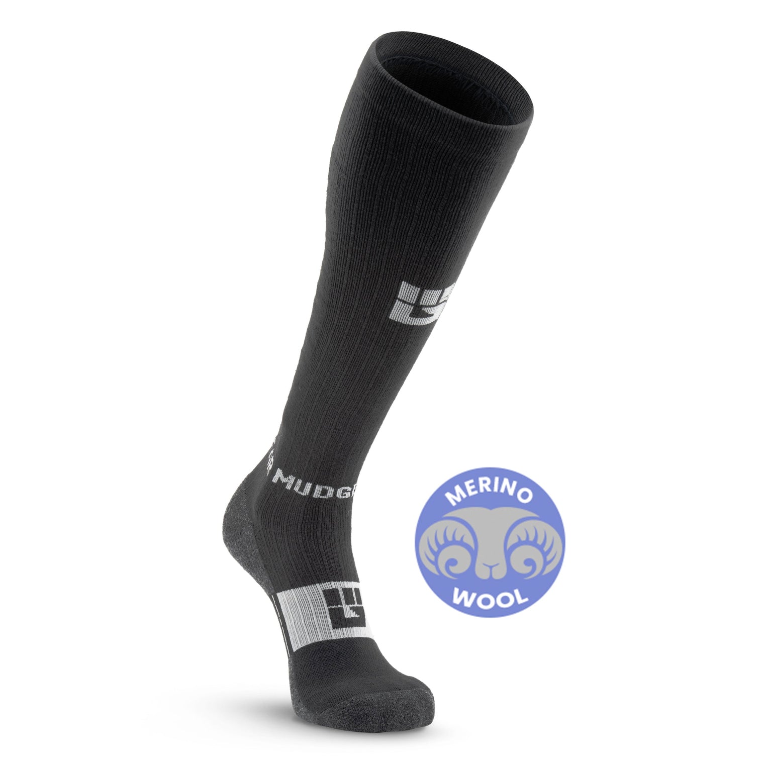 Tall Compression Merino Wool Socks (Black/Gray)
