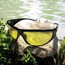 Mountain Shades Ergonomic Wrap Wind Sport Sunglasses - Boss Hog (Yellow Lenses)