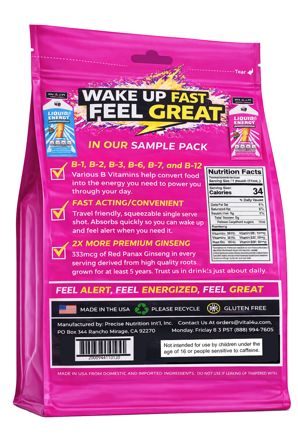 Liquid Energy Ginseng Sample Pack - 6 Pouches