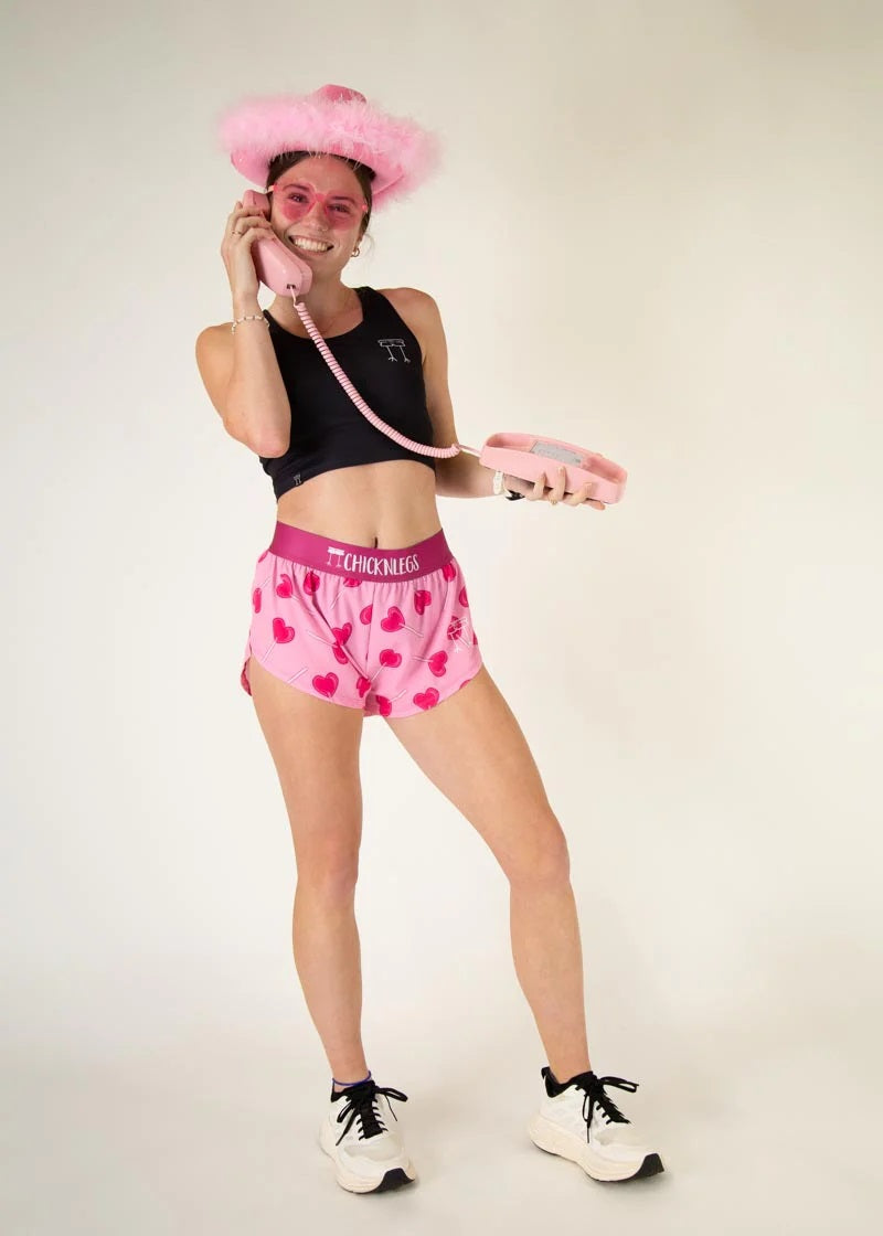 Women's Valentine's LUV POPS 1.5" Split Shorts (Pink)