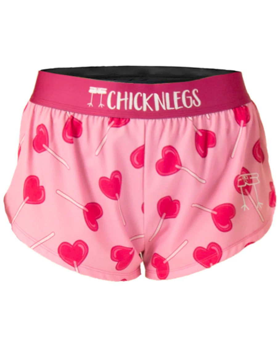 Women's Valentine's LUV POPS 1.5" Split Shorts (Pink)