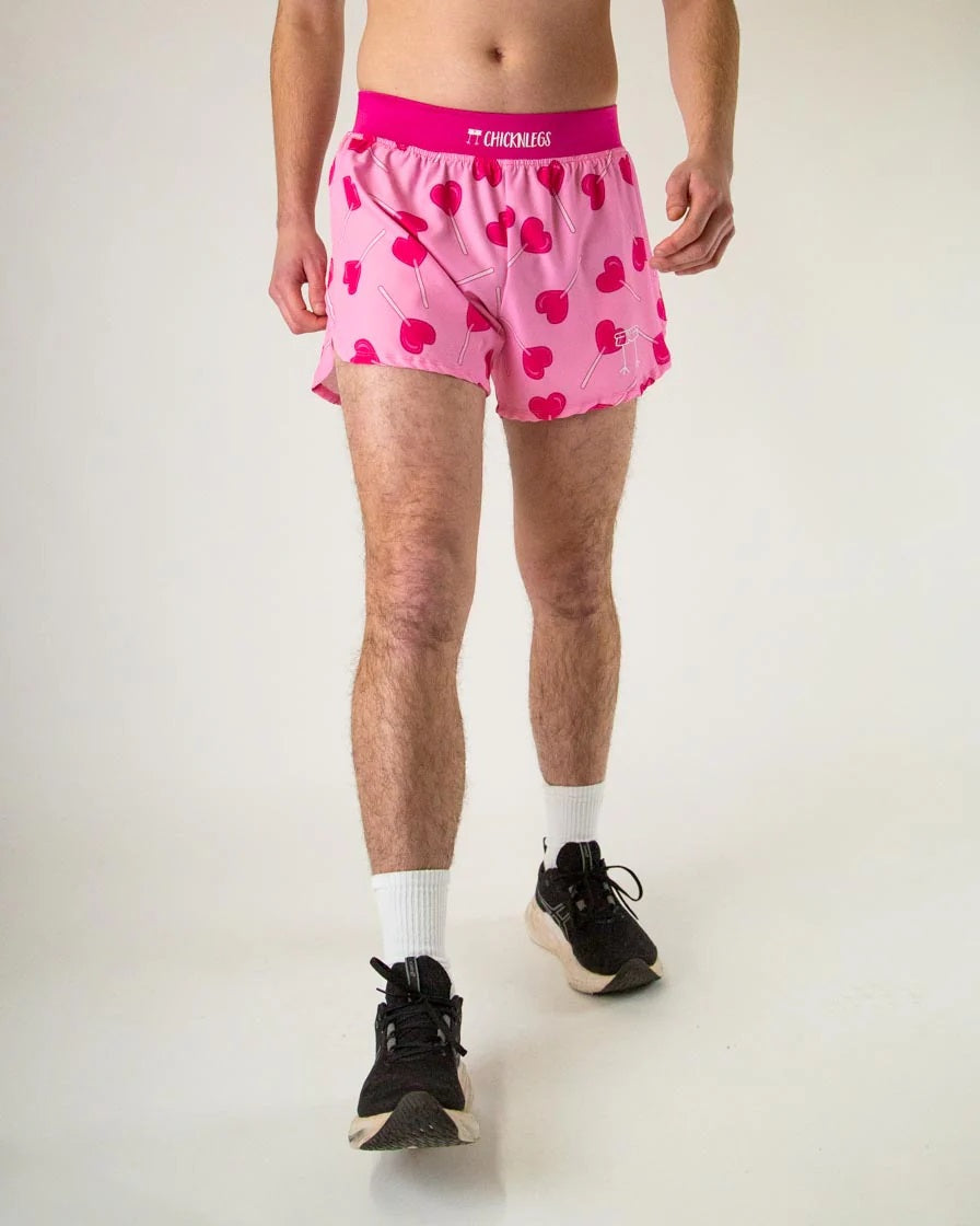 Men's Valentine's LUV POPS 4" Half Split Shorts (Pink)