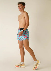 Men's Blue Flamingo 4" Half Split Shorts