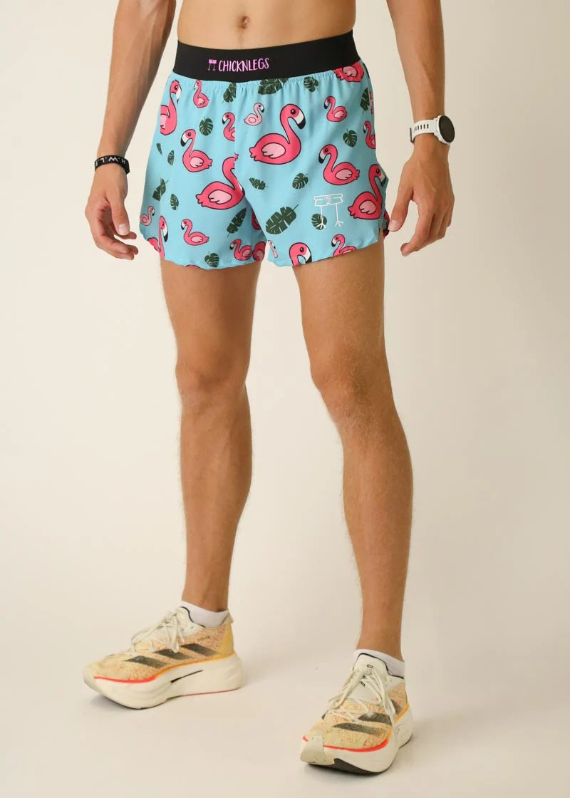 Men's Blue Flamingo 4" Half Split Shorts