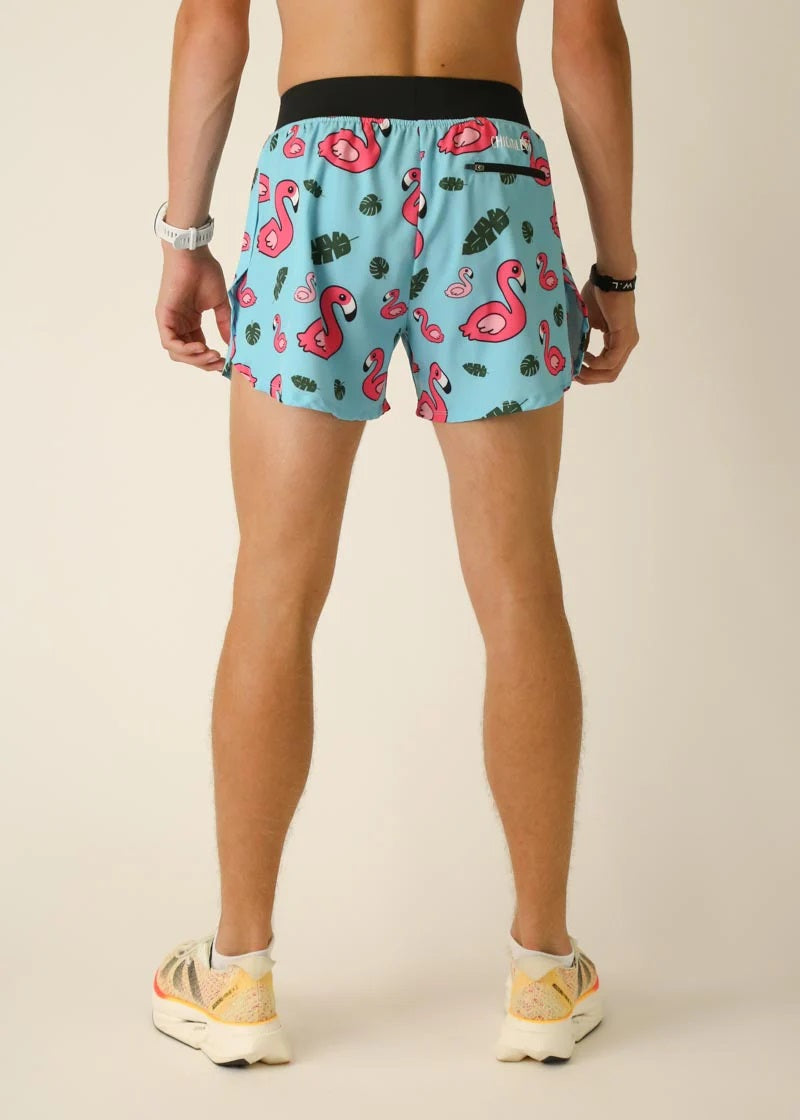 Men's Blue Flamingo 4" Half Split Shorts