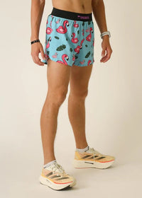 Men's Blue Flamingo 4" Half Split Shorts