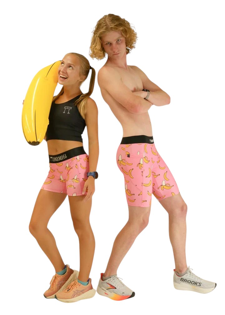 Men's Pink Bananas 8" Half Tights XS S M L XL