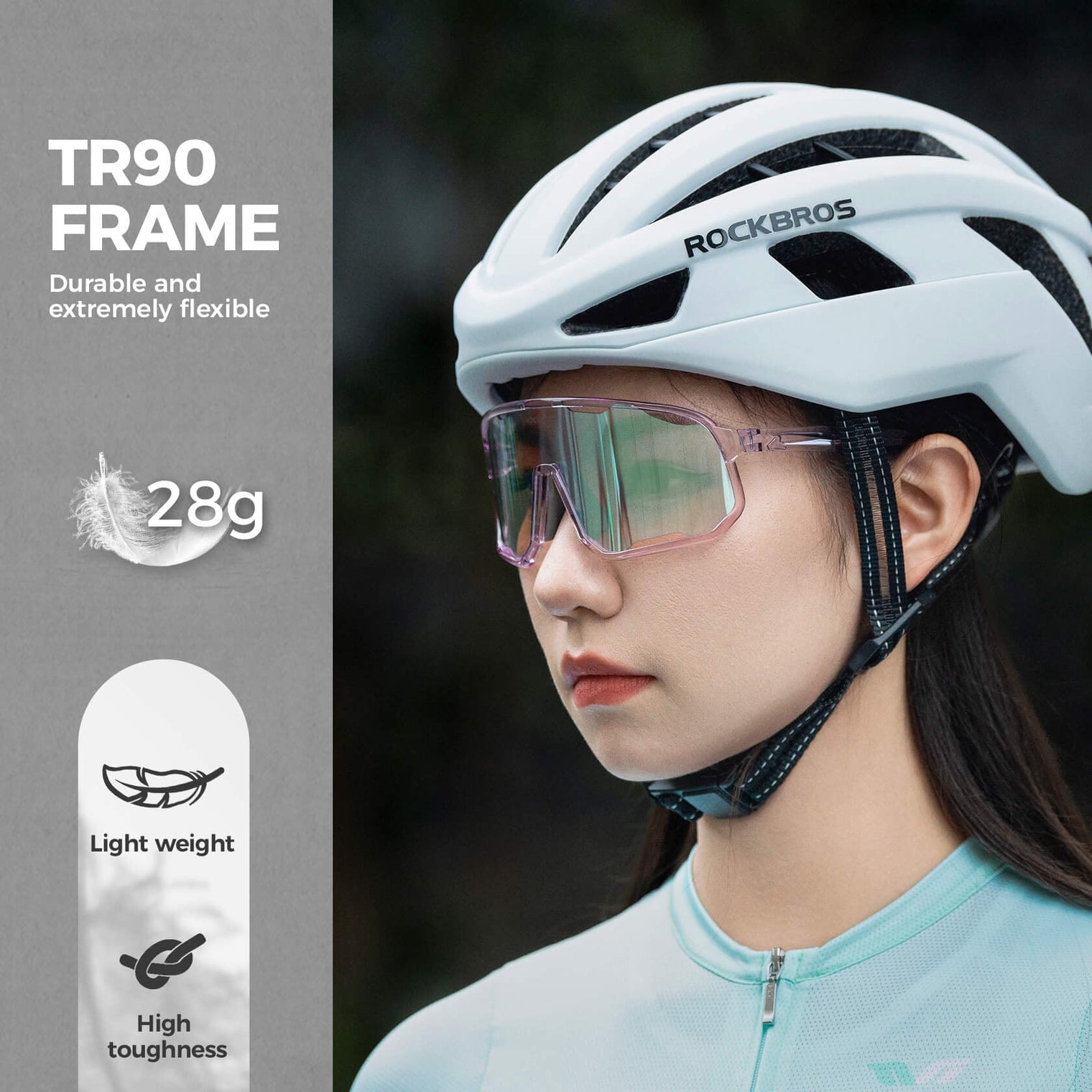 ROCKBROS Polarized Sunglasses UV400 Transparent Cycling Glasses Windproof TR90 Frame