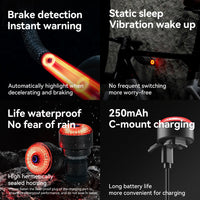 ROCKBROS R0 Smart Brake-Sensing Waterproof Tail Handle Plug Light Auto Sync