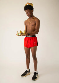 Men's Red 2" Half Split Shorts (XS, S, M, L, XL)