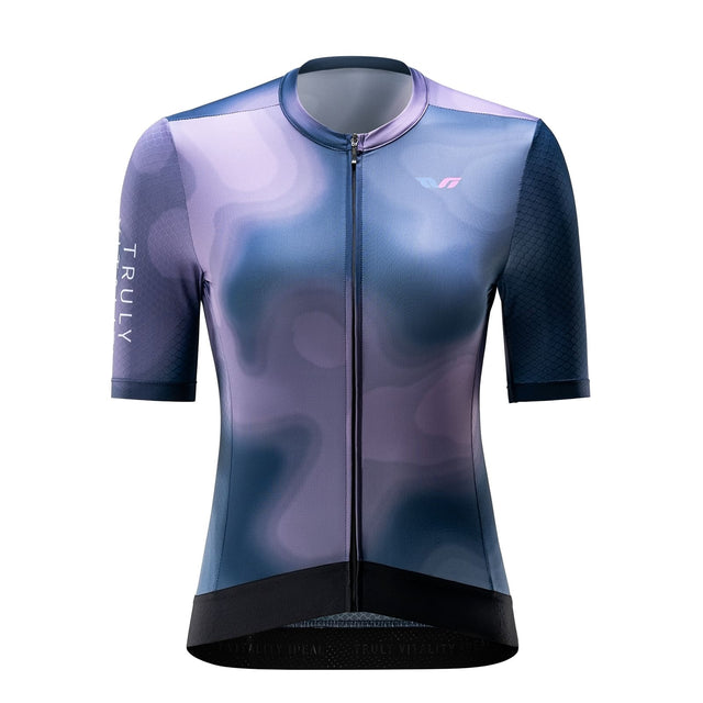 TVI Women’s Cycling Jersey Breathable Short Sleeve Navy Blue