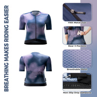 TVI Women’s Cycling Jersey Breathable Short Sleeve Navy Blue