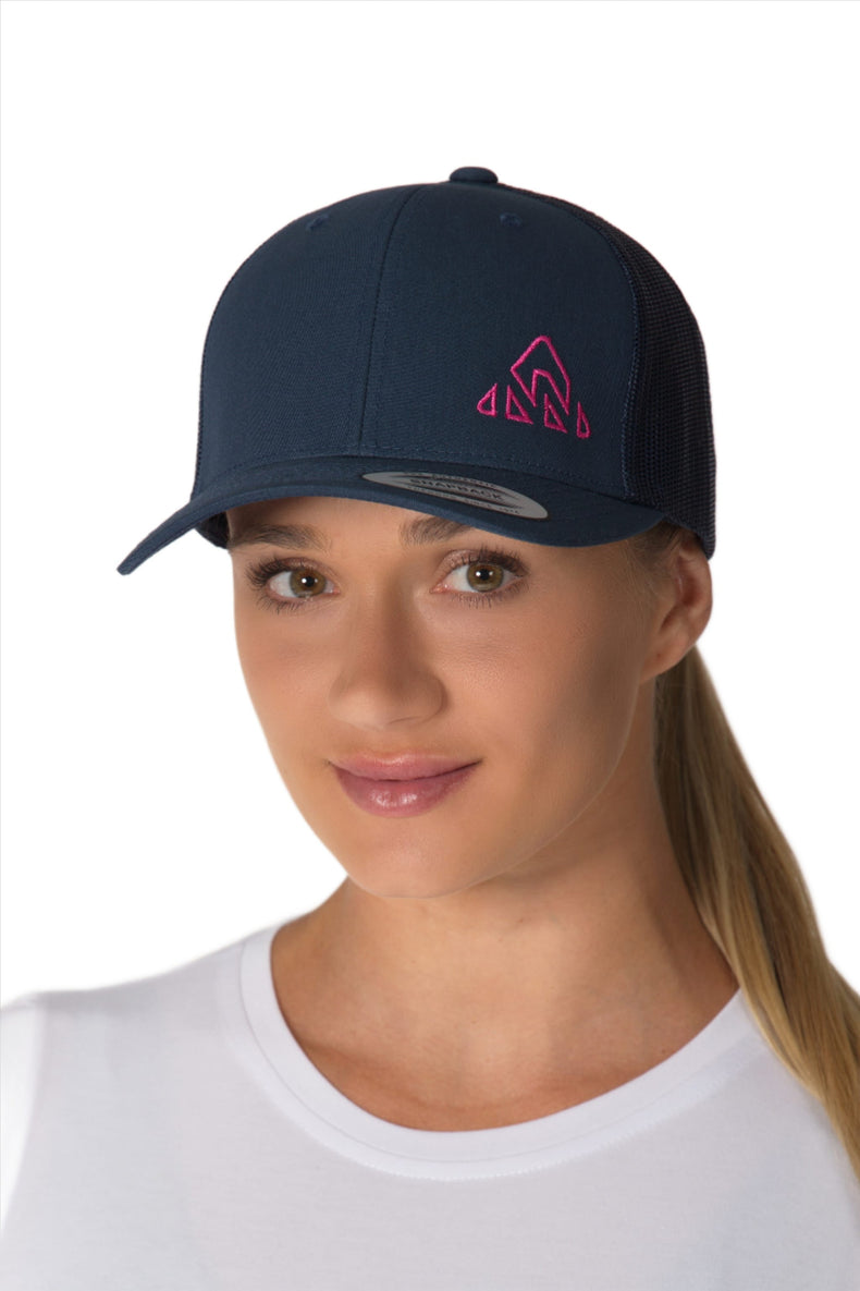 Trucker Cap Blue/Fuchsia Mountain Logo - Unisex