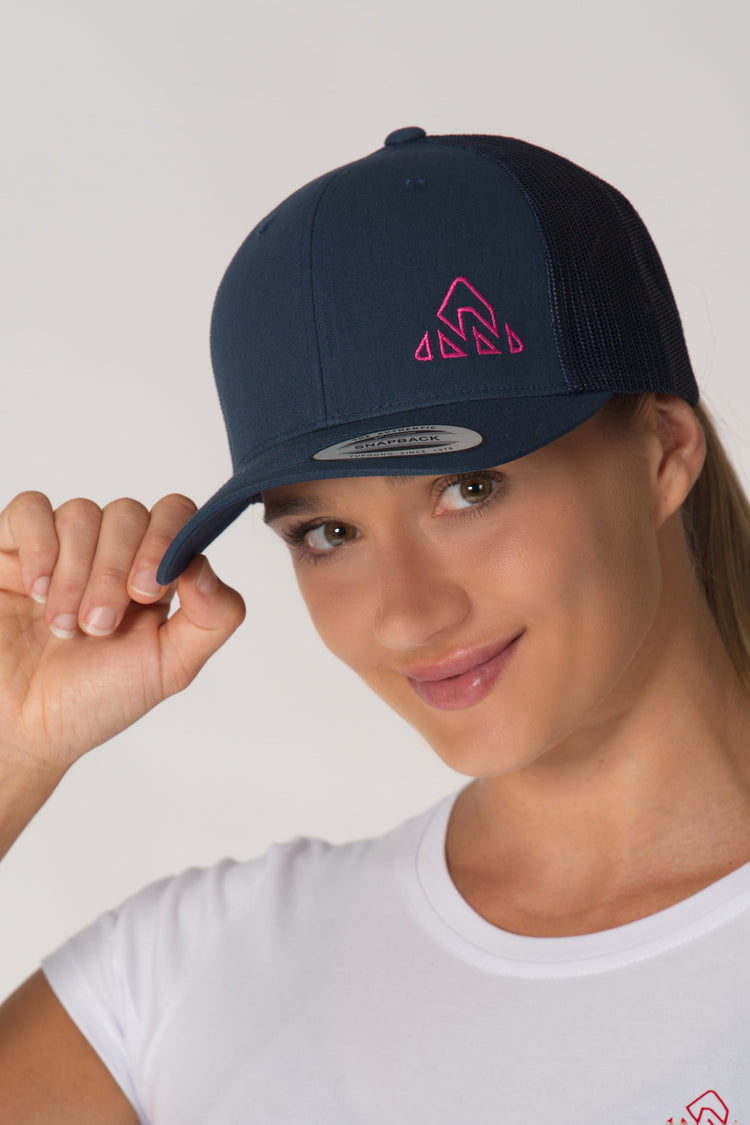 Trucker Cap Blue/Fuchsia Mountain Logo - Unisex