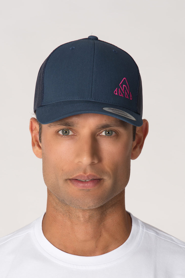 Trucker Cap Blue/Fuchsia Mountain Logo - Unisex