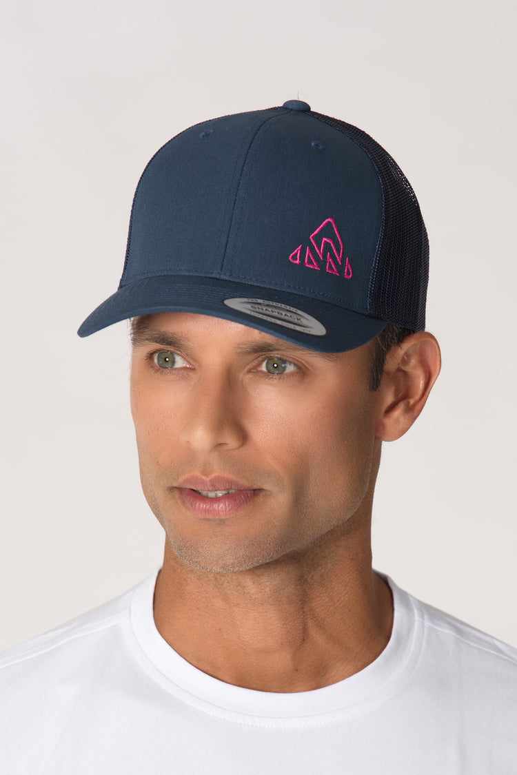 Trucker Cap Blue/Fuchsia Mountain Logo - Unisex