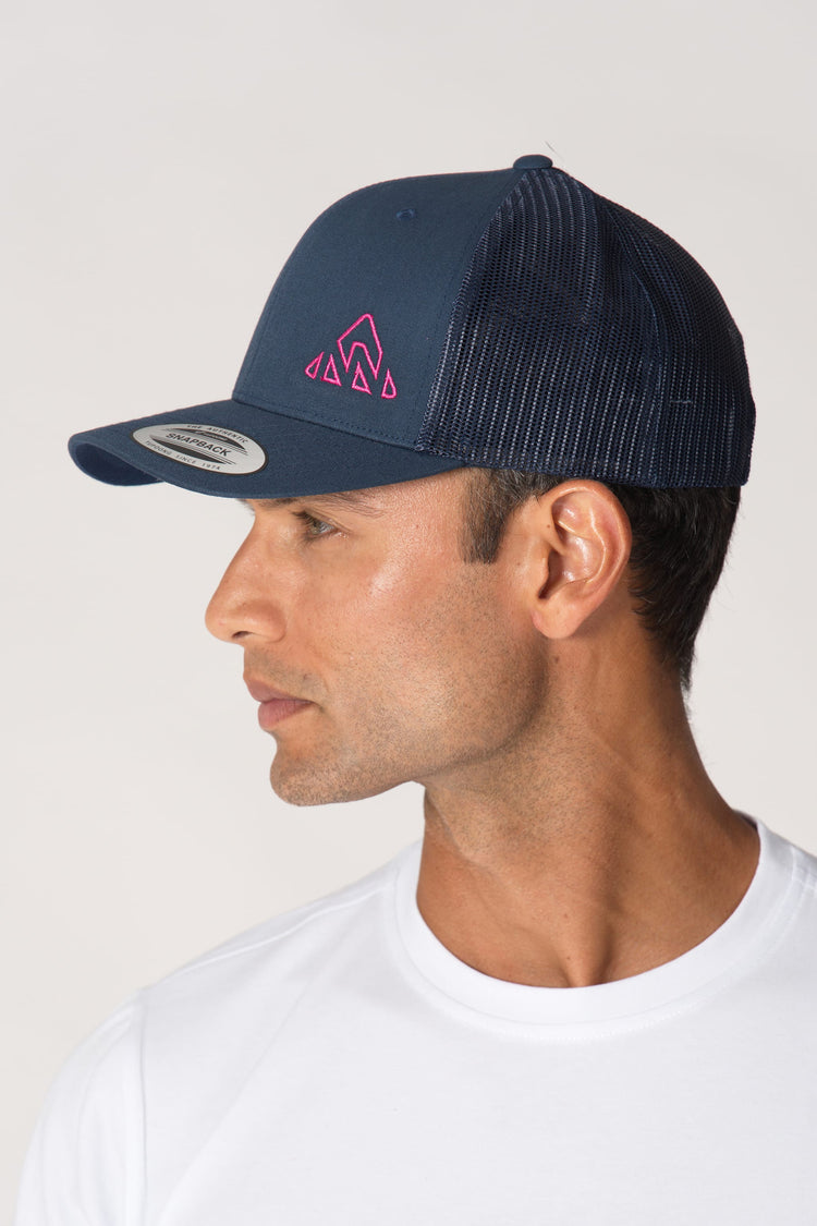 Trucker Cap Blue/Fuchsia Mountain Logo - Unisex