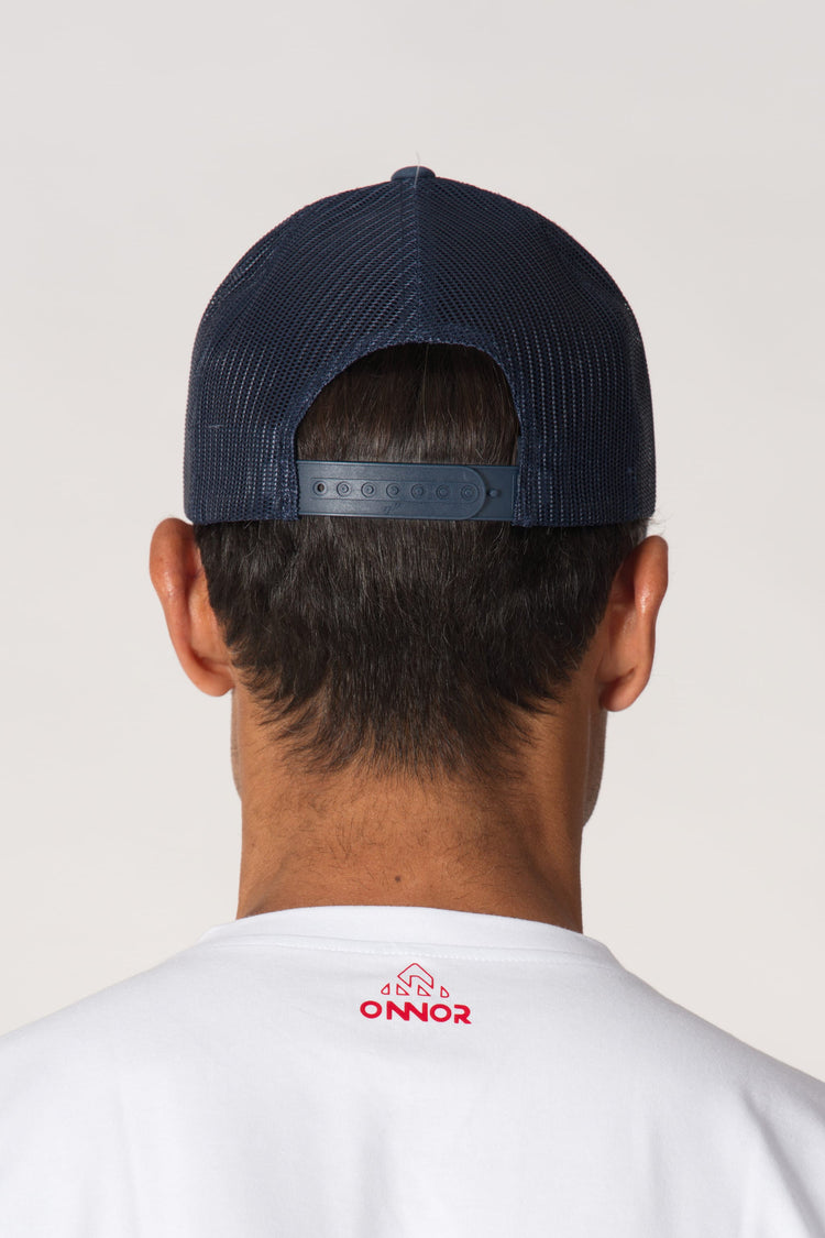 Trucker Cap Blue/Fuchsia Mountain Logo - Unisex