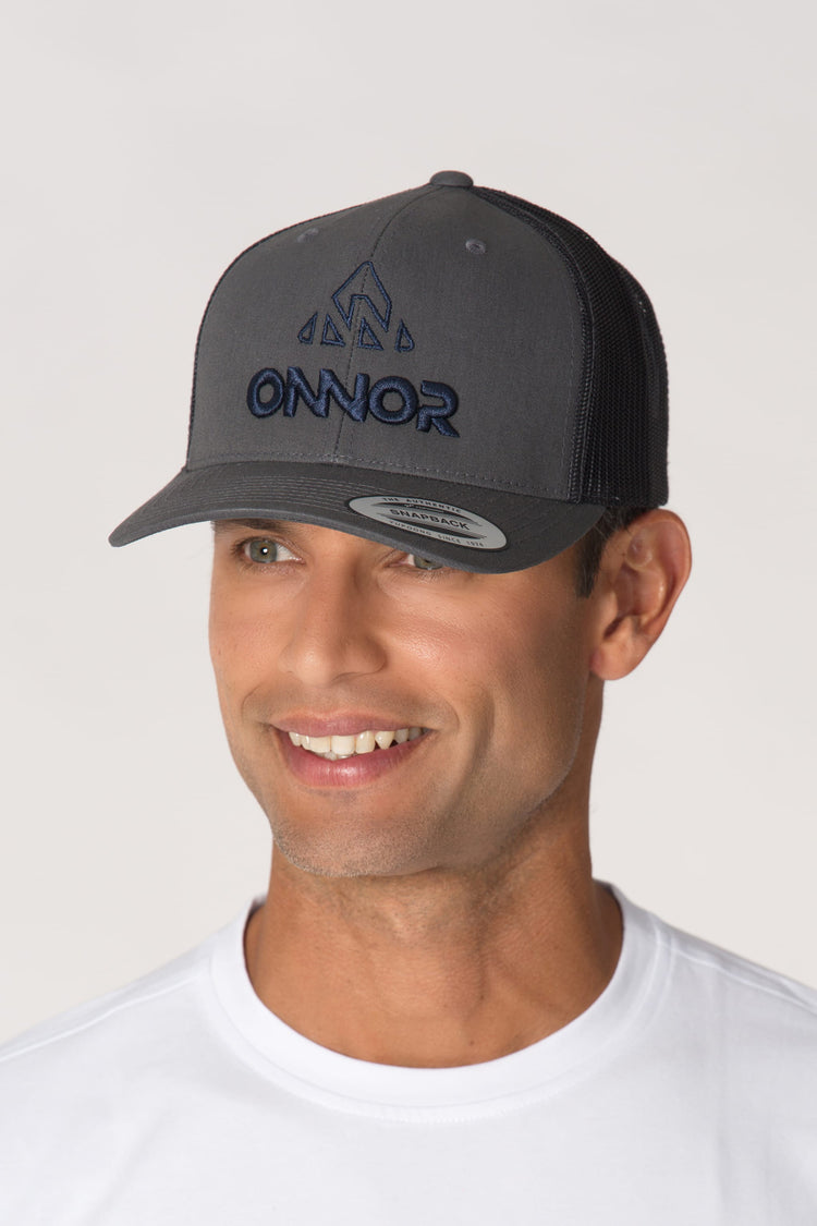 Trucker Cap Gray/Blue Logo - Unisex
