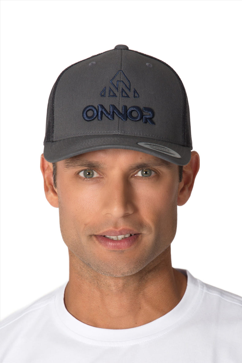 Trucker Cap Gray/Blue Logo - Unisex