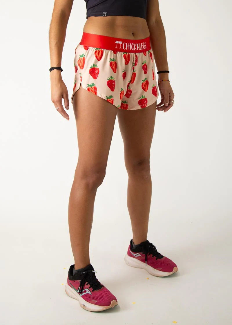 Women's Strawberry 1.5" Split Shorts XXS, XS, S, M, L, XL