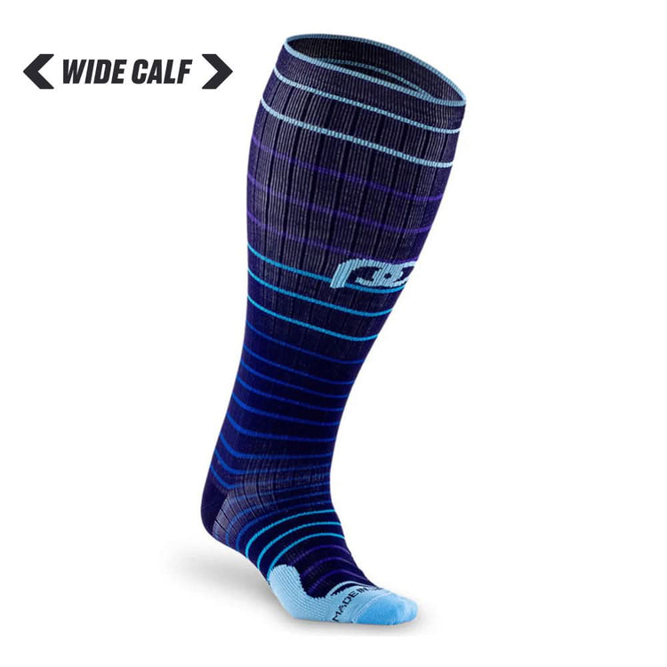 Marathon Wide-Calf, Navy Blue Lines