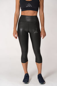 Women's Fitness Black Faux Pro Capri