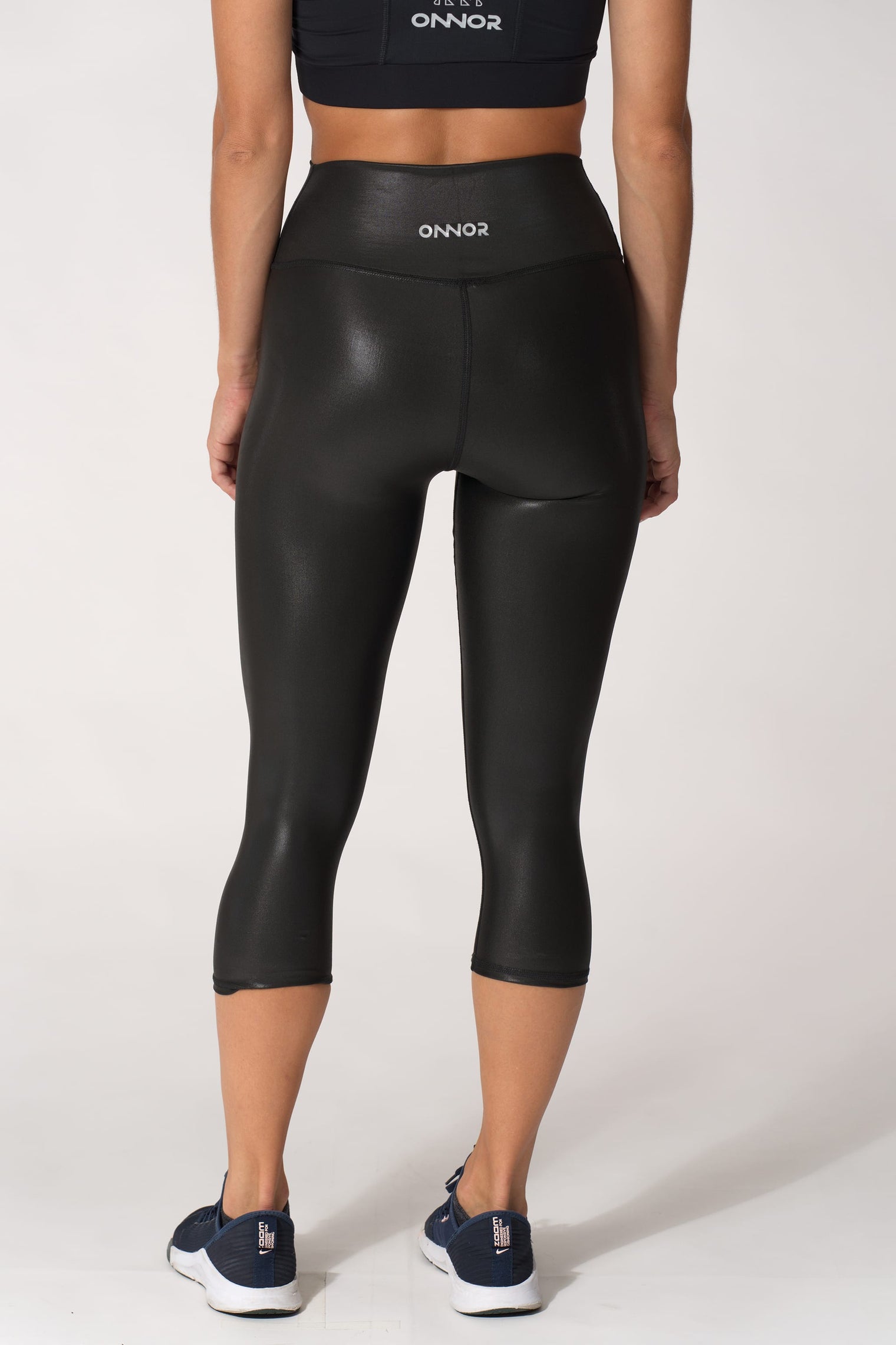 Women's Fitness Black Faux Pro Capri