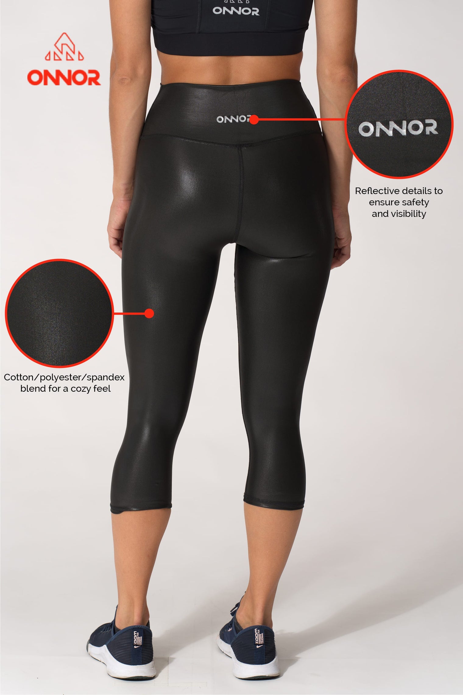 Women's Fitness Black Faux Pro Capri