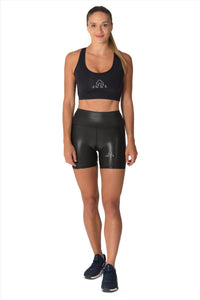 Women's Fitness Black Faux Pro Short