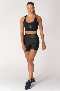 Women's Fitness Black Faux Pro Short