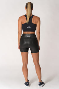 Women's Fitness Black Faux Pro Short