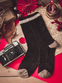 Alpaca Wool Crew Hiking Boot Socks for Men and Women - Vertical Striped