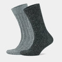 Alpaca Wool Crew Hiking Boot Socks for Men and Women - Ribbed Plain