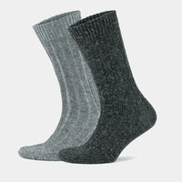 Alpaca Wool Crew Hiking Boot Socks for Men and Women - Ribbed Plain