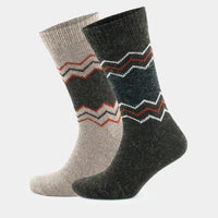 Alpaca Wool Crew Hiking Boot Socks for Men and Women - Wavy Striped