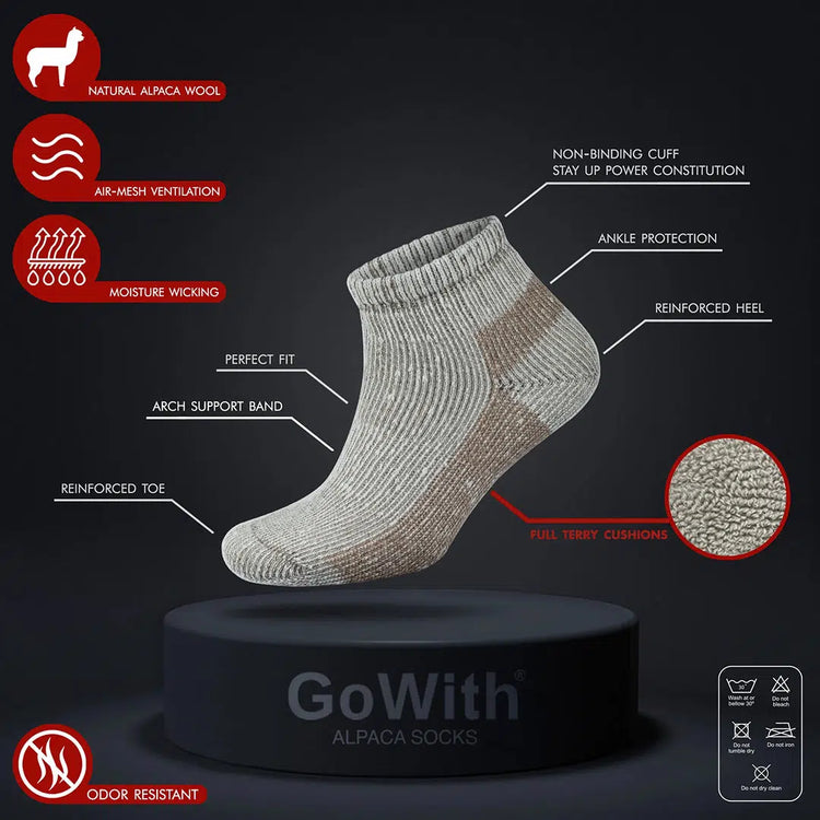 Alpaca Wool Thermal Full Terry Short Hiking Socks for Men & Women - Optic Effect