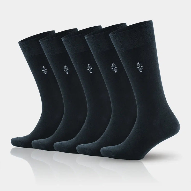 Men's Bamboo Crew Dress Socks - Black & Multicolor