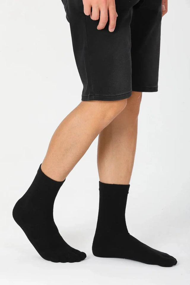 Men's Cotton Quarter Black Toe Socks